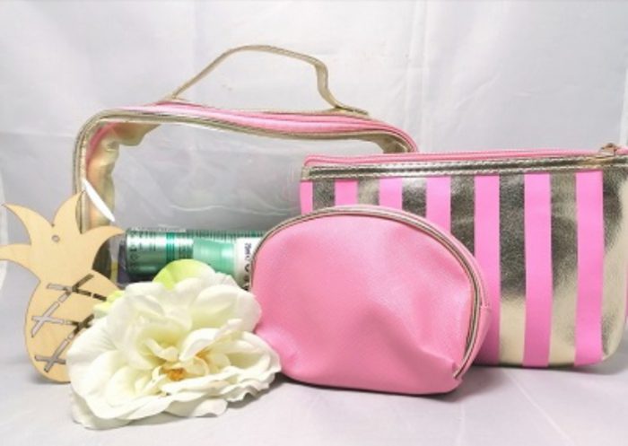 Make-up tas setje in 3 maten en 3 kleuren - roze - Afbeelding 4