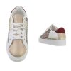 Lage dames sneaker beige met sequins, ruitjes en gouden details - Afbeelding 9