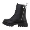 Stoere boots met veter-ritssluiting dikke profielzool - zwart - Afbeelding 3