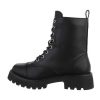 Stoere boots met veter-ritssluiting dikke profielzool - zwart - Afbeelding 2