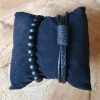 Herenarmband set van 2 in luxe geschenkdoos - zwart - Afbeelding 5