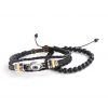 Herenarmband set van leer en natuursteen - met blauw oog - Afbeelding 2