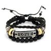 set van 2 leren armbanden heren love in luxe verpakking
