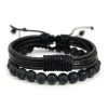 Herenarmband set van 2 in luxe geschenkdoos - zwart - Afbeelding 2