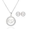 zilveren set hartjes strass ketting oorbellen