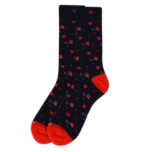 liefdes sokken zwart met rode hartjes love-to.shop