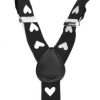 Bretels met witte hartjes op zwart - metalen clips - Afbeelding 2
