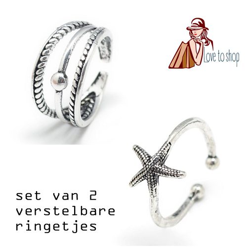 set van 2 zilveren ringetjes