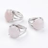 Ring met zachtroze quartz in een zilverkleurige setting - natuursteen - Afbeelding 3