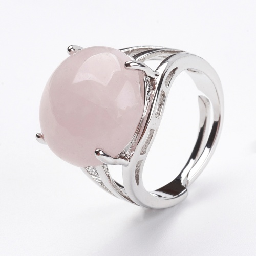 ring met roze quartz natuursteen en zilver