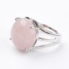 Ring met zachtroze quartz in een zilverkleurige setting - natuursteen - Afbeelding 4