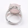 Ring met zachtroze quartz in een zilverkleurige setting - natuursteen - Afbeelding 5